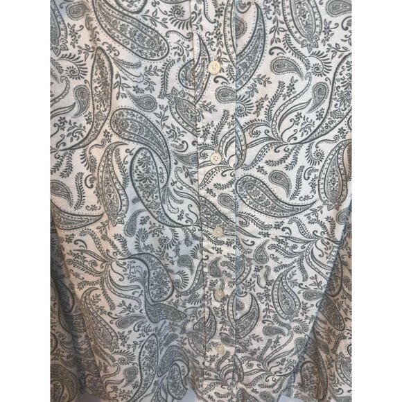 Loft Paisley Corduroy Blouse Top Size XL Boho Peasant Western Cottage Green - Picture 6 of 8